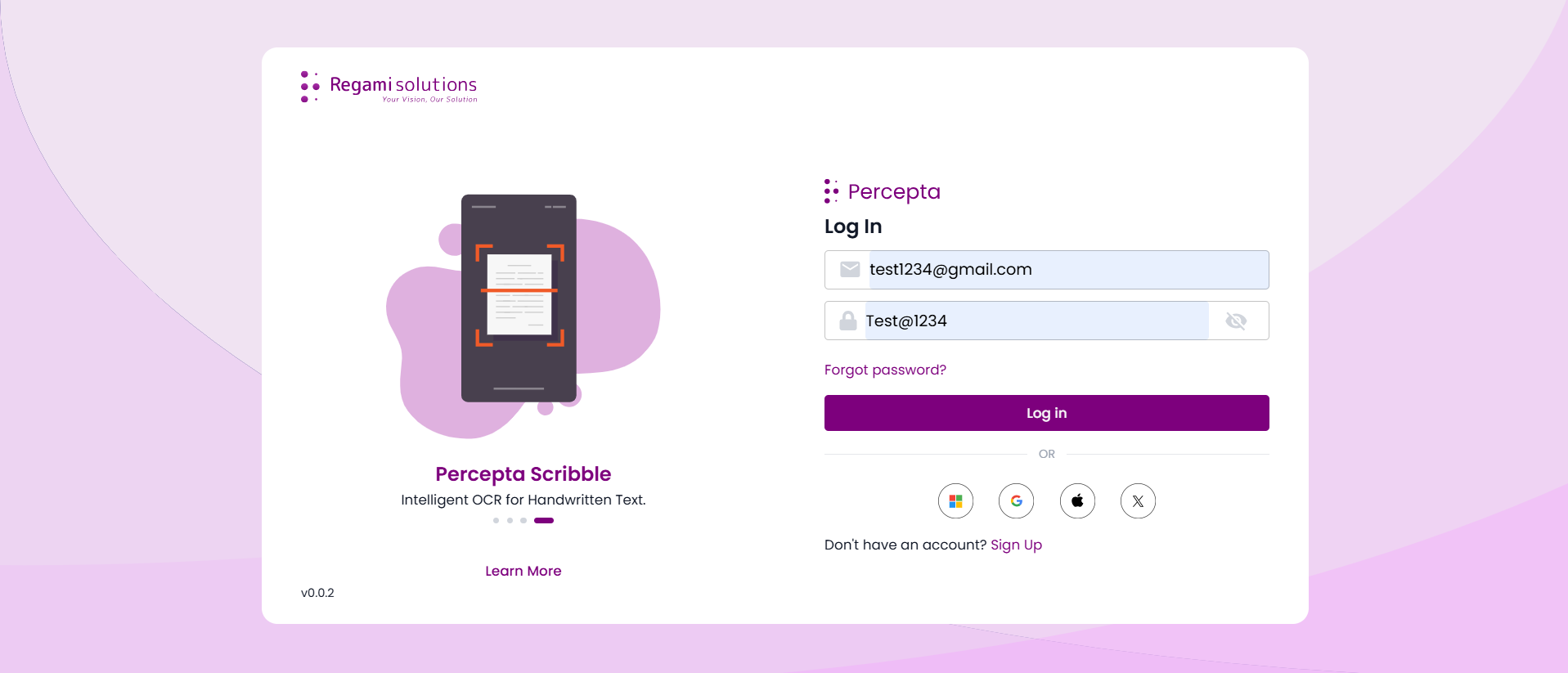 login page